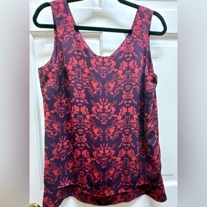 Cabi Red and Purple Floral Tank Top Blouse
